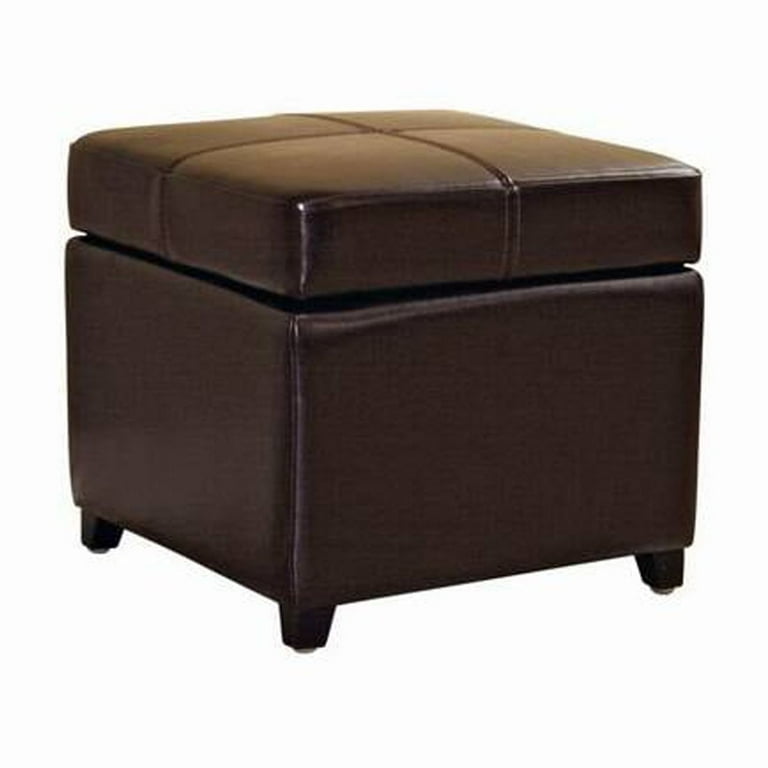 Baxton Studio Dark Brown Full Leather Storage Cube Ottoman Baxton Studio Dark Brown Full Leather Storage Cube Ottoman
