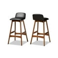 thumbnail image 1 of Baxton Studio Darrin Mid-Century Modern Black Faux Leather Upholstered and Walnut Brown Finished Wood 2-Piece Bar Stool, 1 of 7