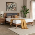 thumbnail image 1 of Baxton Studio Delfina Mid-Century Modern Dark Grey Fabric and Walnut Brown Finished Wood Full Size Platform Bed, 1 of 9