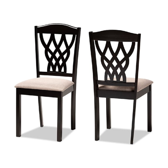 Baxton Studio Delilah Modern and Contemporary Sand Fabric Upholstered and Dark Brown Finished Wood 2-Piece Dining Chair