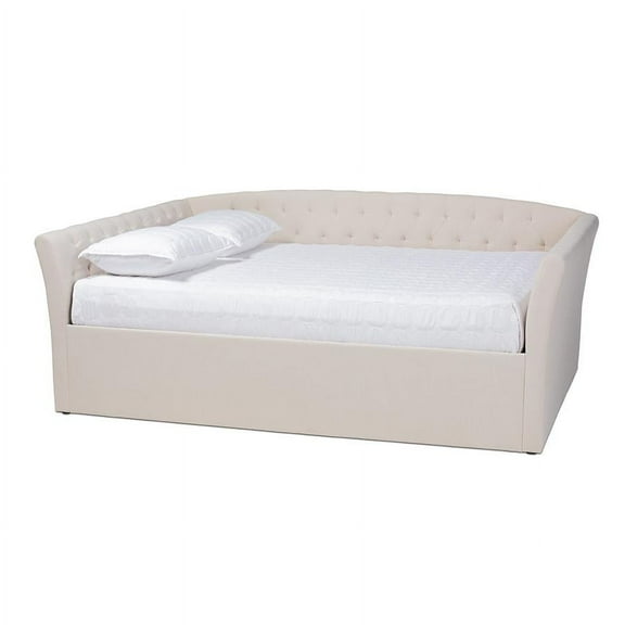Baxton Studio Delora Modern and Contemporary Beige Fabric Upholstered Queen Size Daybed