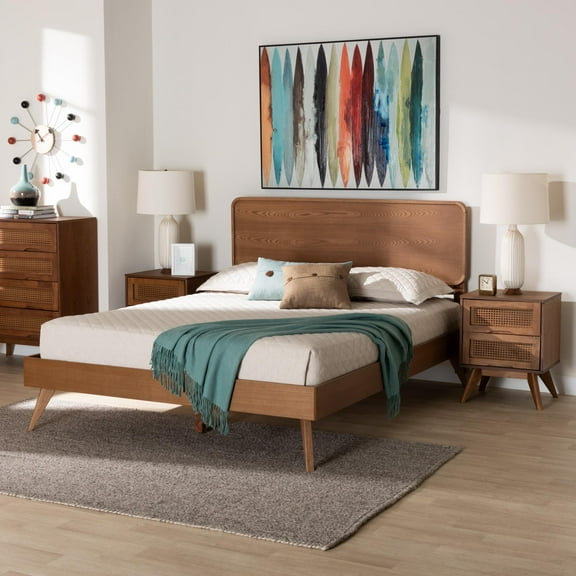 Baxton Studio Demeter Mid-Century Bedroom Set, 3-Piece, Walnut Brown
