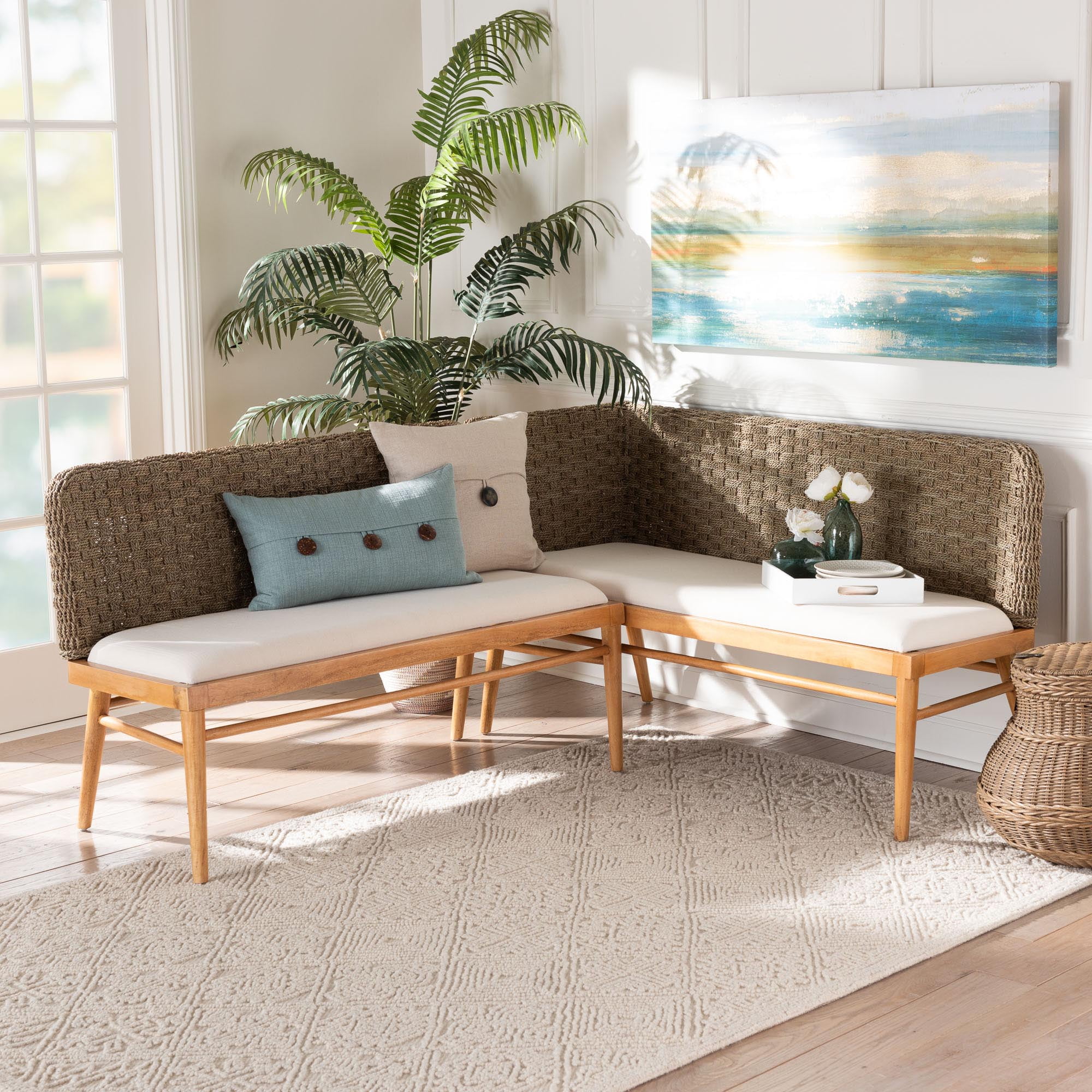 Baxton Studio Denver Boho Dining Nook Banquette set, 2-Piece, Brown ...