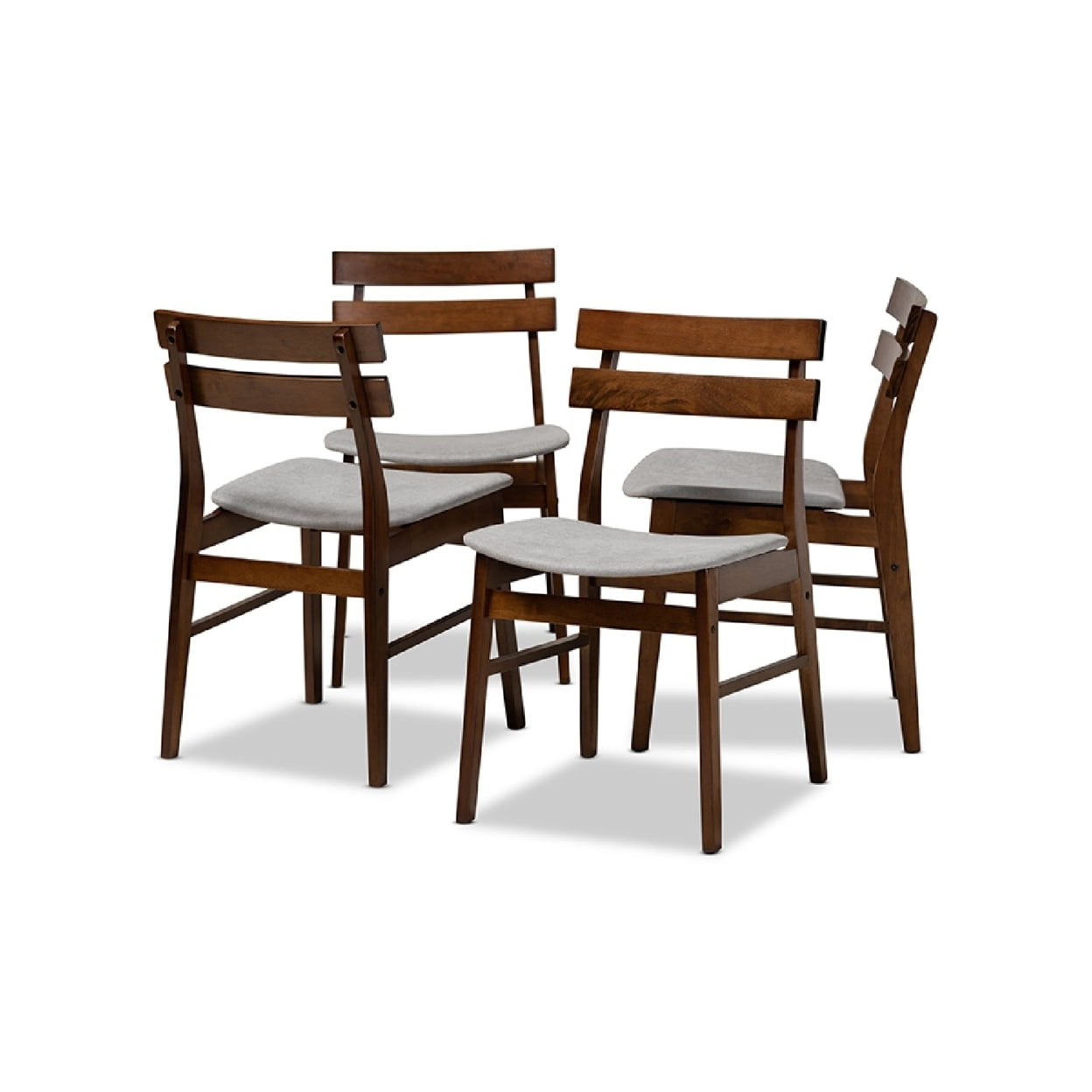 Walnut Brown and Light Grey Upholstered Dining Chair Set
