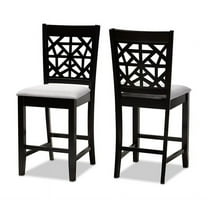 Baxton Studio Devon Modern and Contemporary Grey Fabric Upholstered and Espresso Brown Finished Wood 2-Piece Counter Height Pub Chair Set