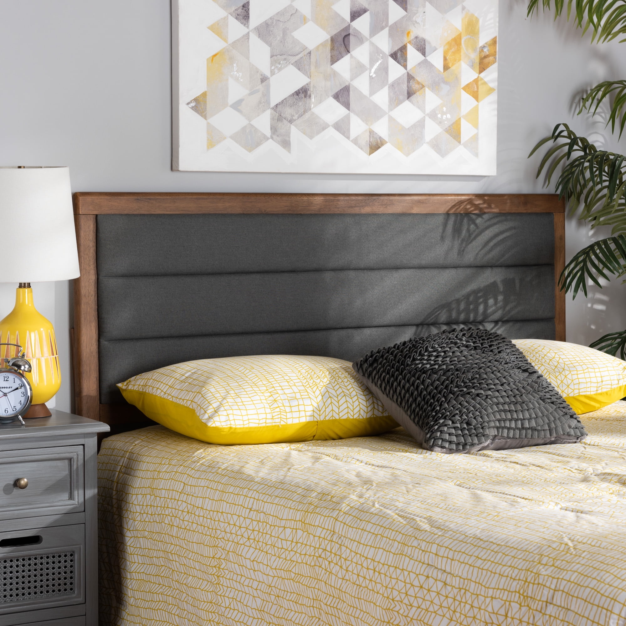 Dark gray cheap wood headboard