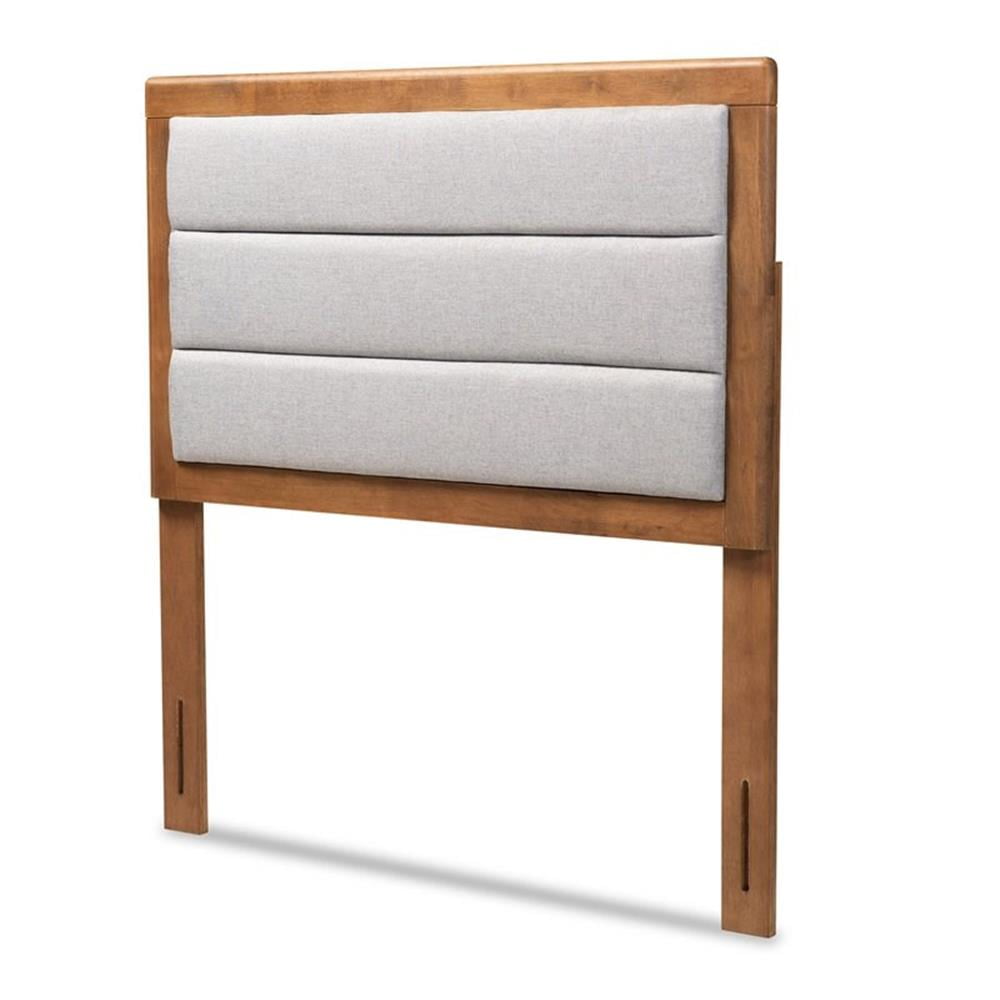 Baxton Studio Dexter Modern and Contemporary Light Grey Fabric  and Walnut Brown Finished  Twin Size Headboard,Wholesale
