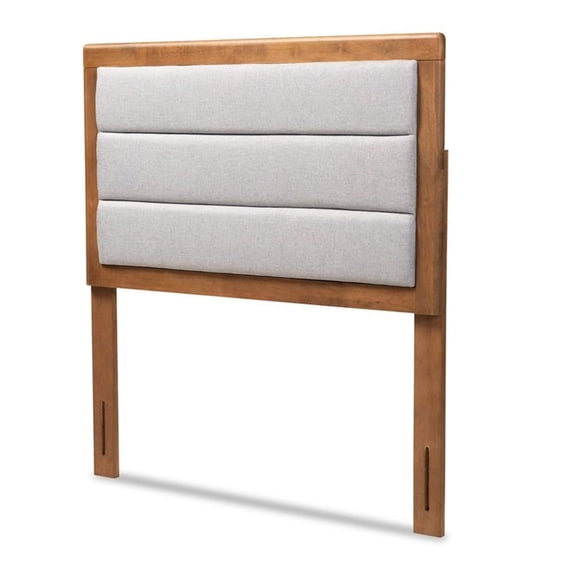 Baxton Studio Dexter Modern and Contemporary Light Grey Fabric and Walnut Brown Finished Twin Size Headboard,Wholesale