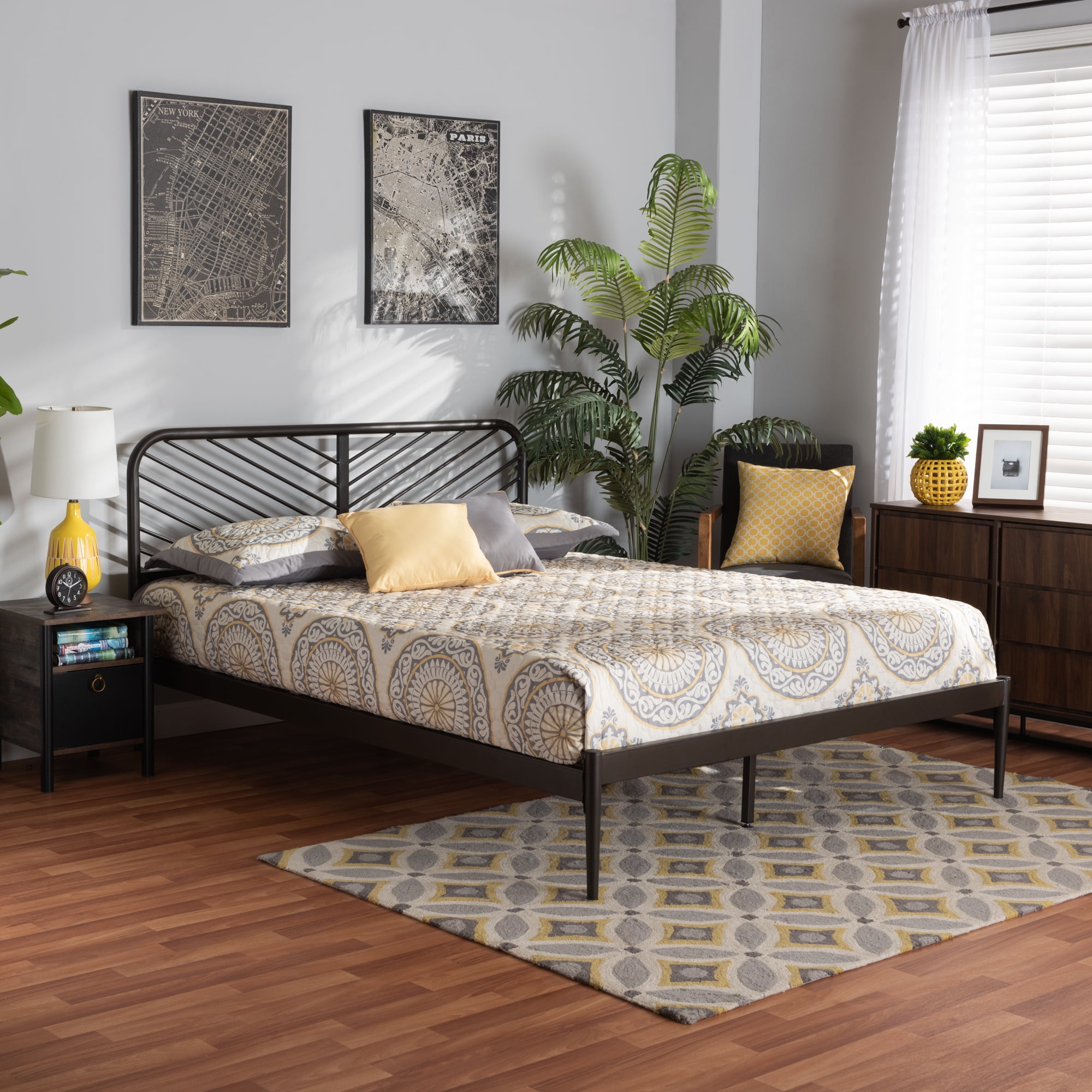 Baxton Studio Dora Modern Engineered Wood Platform Bed, Queen, Black