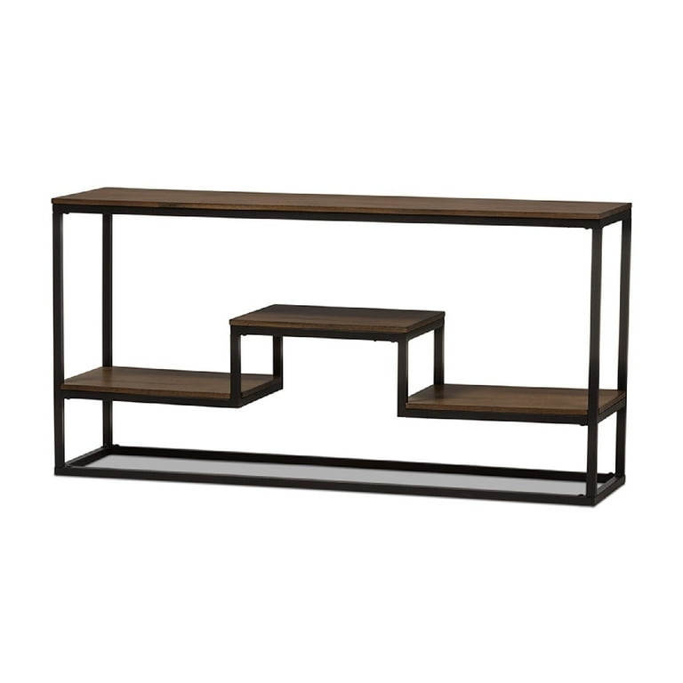 Baxton Studio Doreen Rustic Industrial Style Antique Black Textured Finished Metal Distressed Wood Console Table Baxton Studio Doreen Rustic Industrial Style Antique Black Textured Finished Metal Distressed Wood Console Table