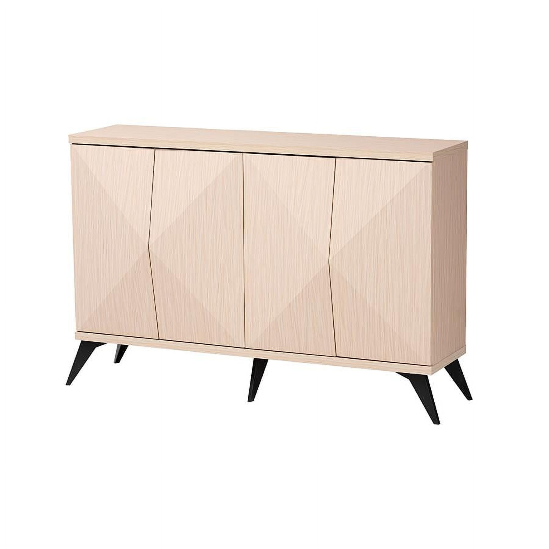 Draper Light Brown and Black Wood 4-Door Sideboard Buffet
