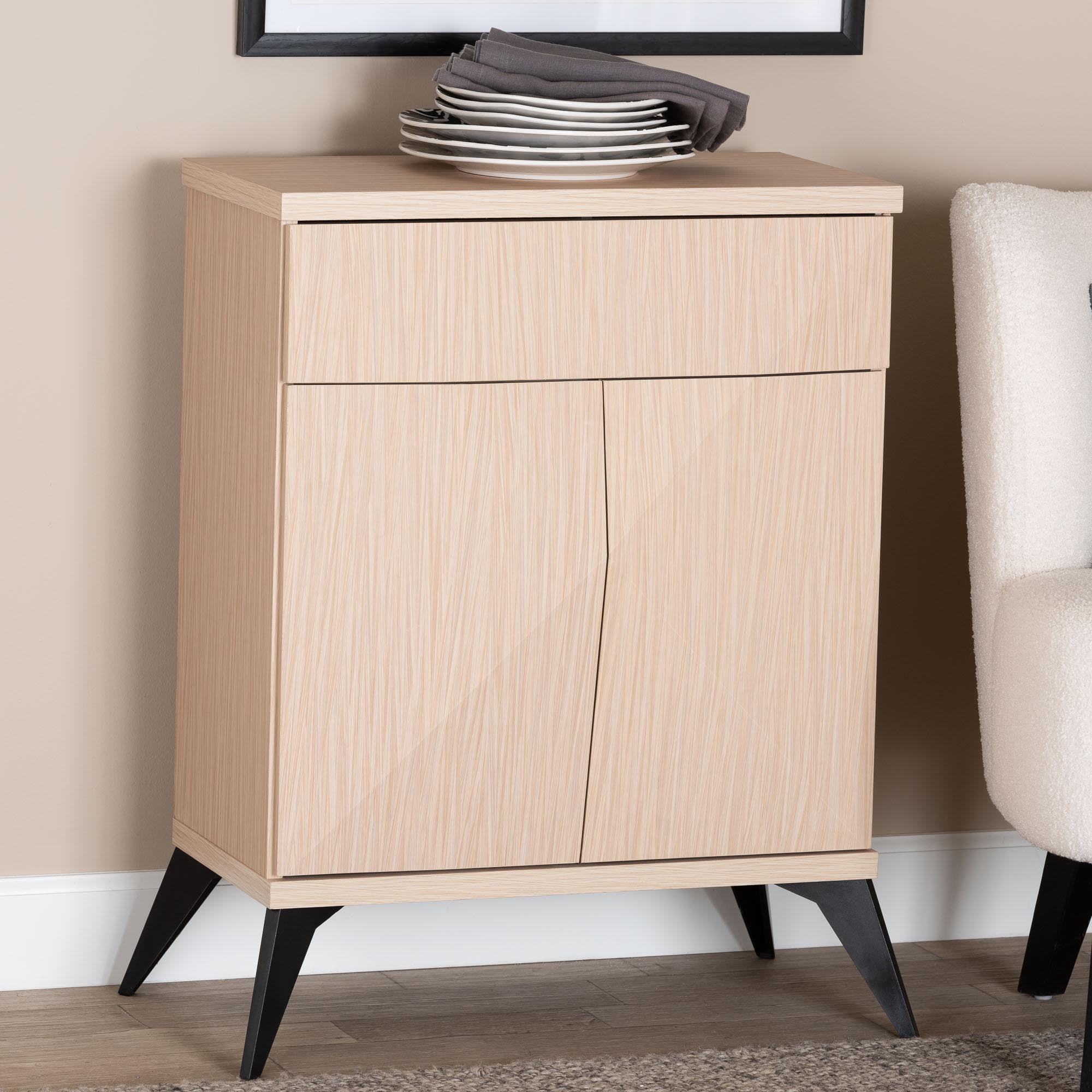 Baxton Studio Draper Mid-Century Sideboard Buffet, 2-Door, Light Brown
