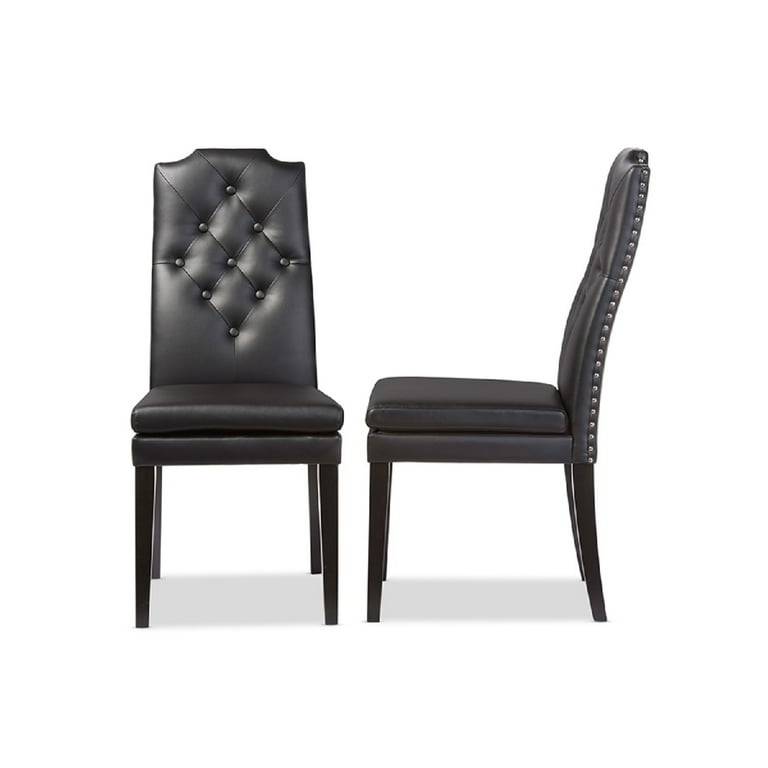 Baxton Studio Dylin Modern and Contemporary Black Faux Leather Button-Tufted Nail heads Trim Dining Chair - Set of 2 Baxton Studio Dylin Modern and Contemporary Black Faux Leather Button-Tufted Nail heads Trim Dining Chair - Set of 2