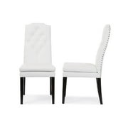 Baxton Studio Dylin Modern and Contemporary White Faux Leather Button-Tufted Nail heads Trim Dining Chair (Set of 2)