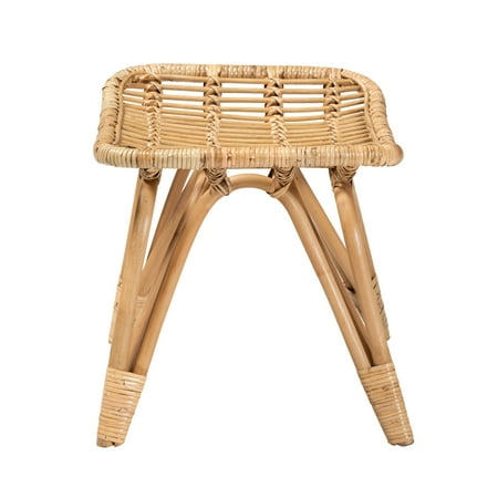 Baxton Studio Earvin Modern Bohemian Natural Brown Rattan Footstool