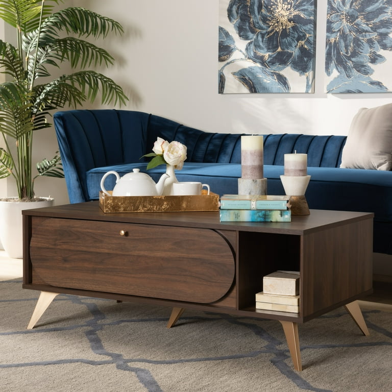 Walnut brown coffee table deals