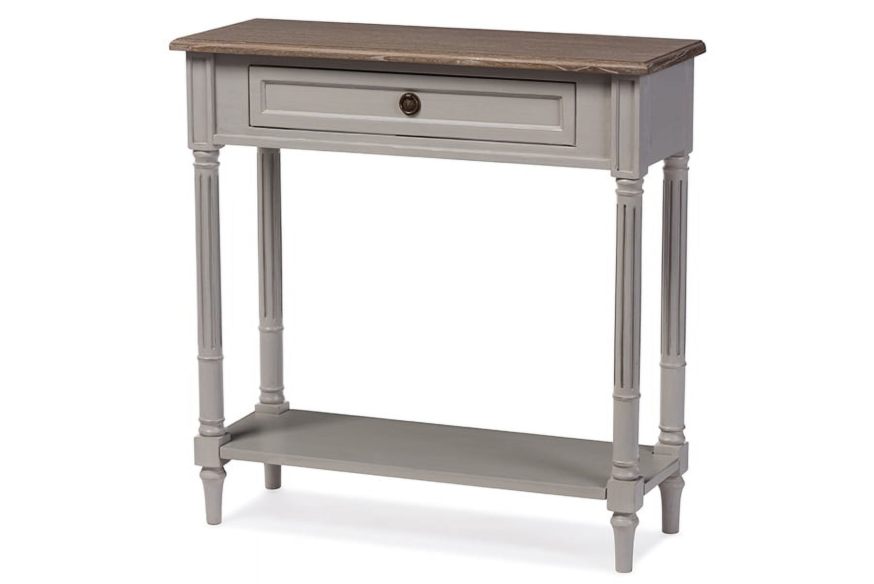 Edouard Two-Tone Weathered Oak & Light Grey Console Table with Drawer