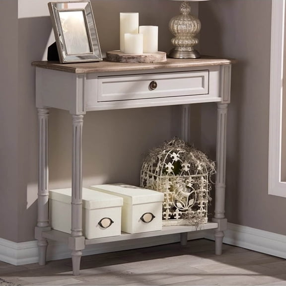 Baxton Studio Edouard Provincial White Wash Distressed Console Table