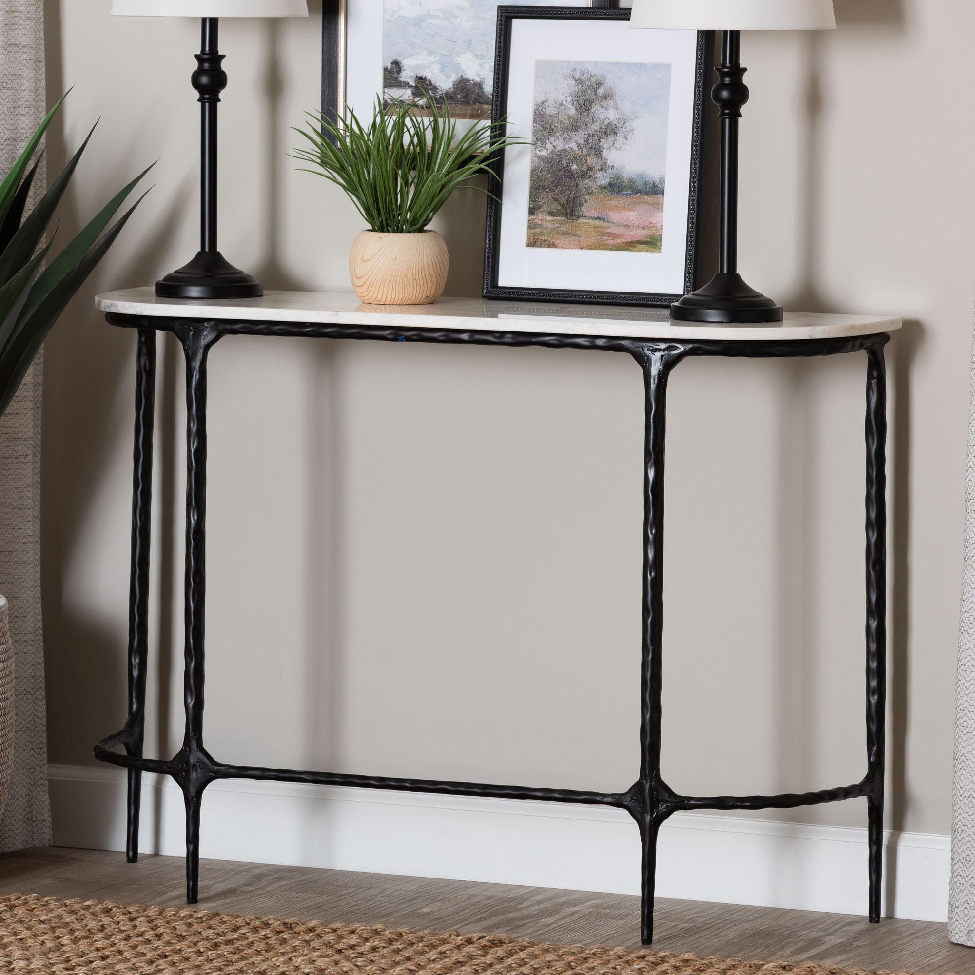 Baxton Studio Edsel Modern Console Table, Rounded, Marble White