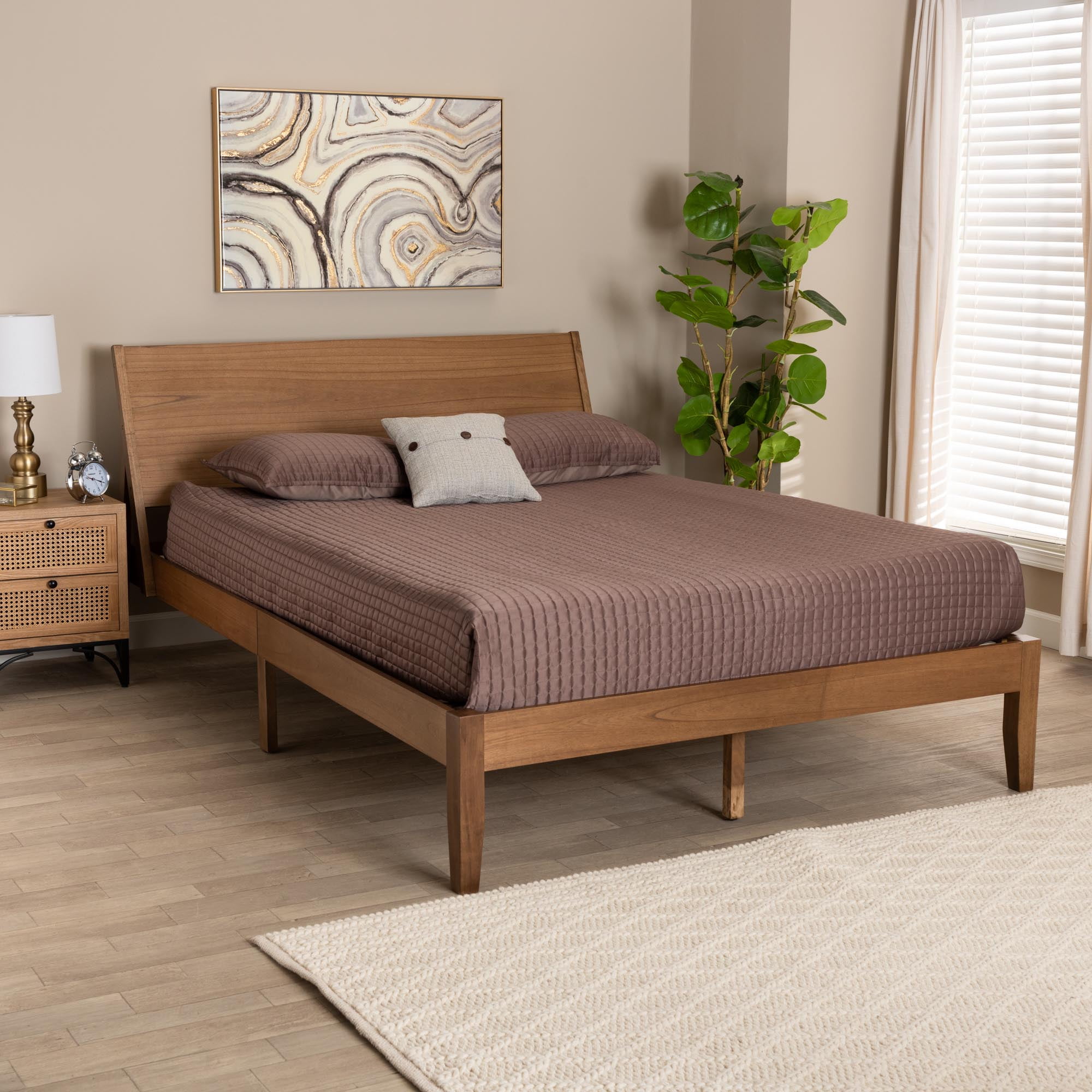 Baxton Studio Eileen King Size Platform Bed - Walnut Brown