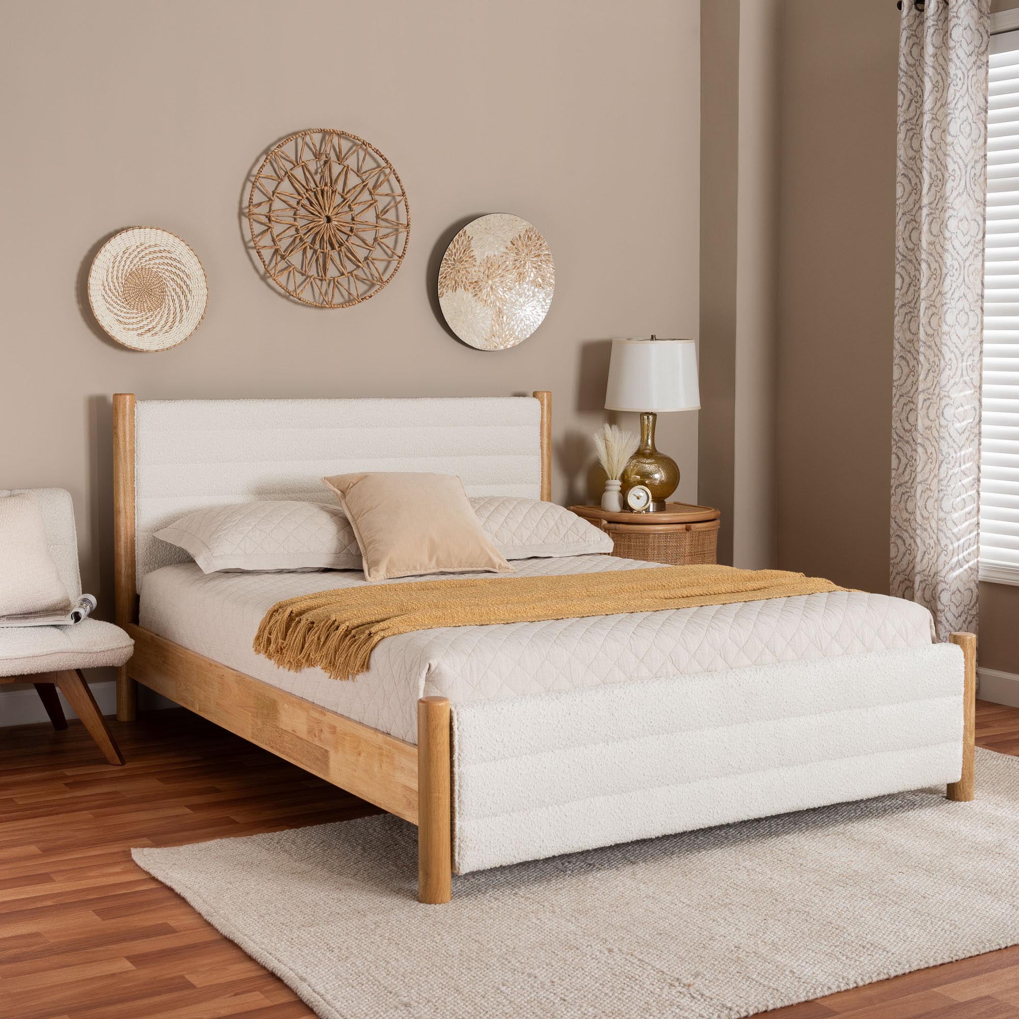Baxton Studio Eilert Modern Platform Bed, Queen, Cream