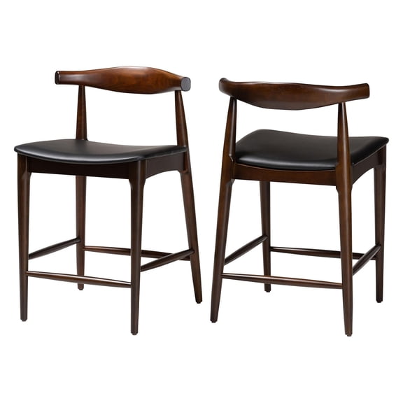 Baxton Studio Eira Counter Stool Set of 2- Wood Frame Counter height Chair