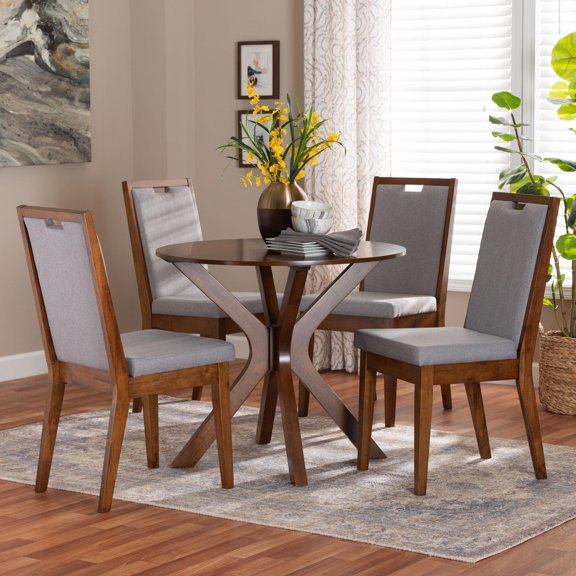 Baxton Studio Eira Modern Dining Set, 5-Piece, Grey
