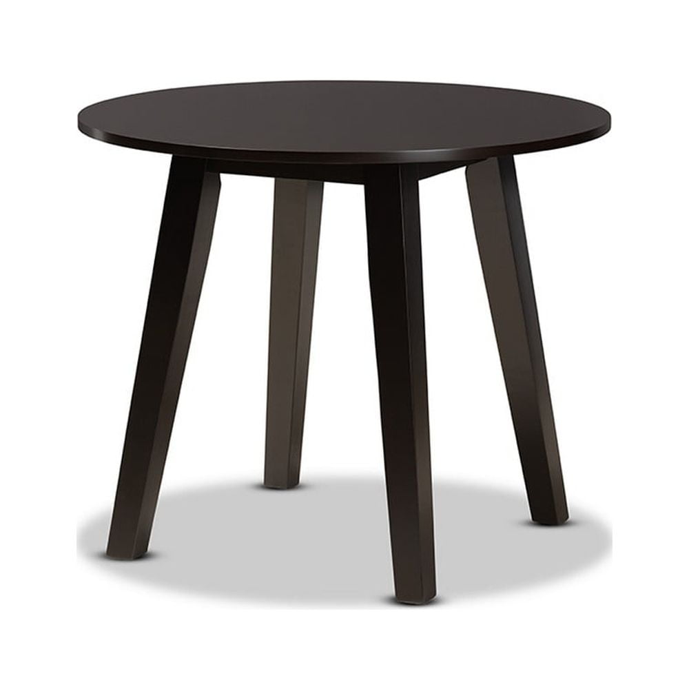 Ela Dark Brown Round Wood Dining Table with Splayed Legs