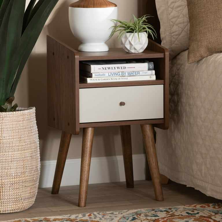 Baxton Studio Elario Mid Century Modern Two Tone White and Walnut