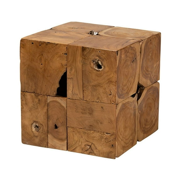 Baxton Studio Eldora Rustic Transitional Natural Brown Teak Root End Table