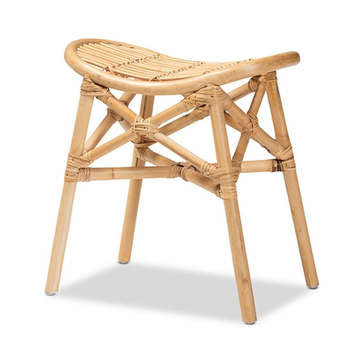 Elgon Natural Brown Rattan Bohemian Footstool
