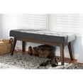 thumbnail image 1 of Baxton Studio Elia Mid-Century Modern Walnut Wood Dark Grey Fabric Button-Tufted Bench, 1 of 7