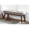 thumbnail image 1 of Baxton Studio Elia Mid-Century Modern Walnut Wood Light Grey Fabric Button-Tufted Bench, 1 of 7