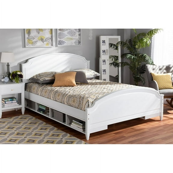 Baxton Studio Elise Classic and Traditional Transitional White Finished Wood Full Size Storage Platform Bed