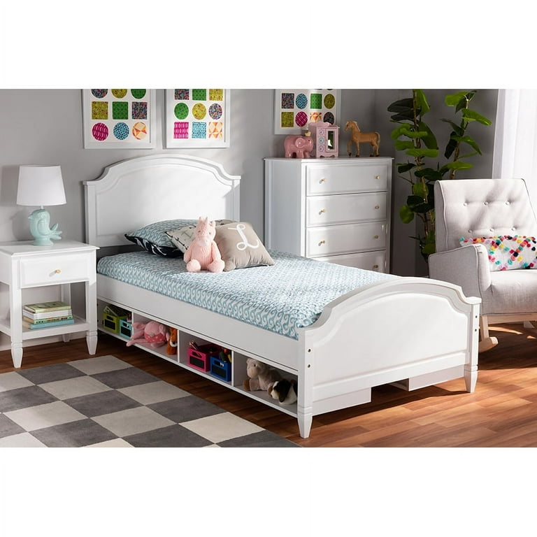 Baxton Studio Elise Classic and Traditional Transitional White Finished Wood Twin Size Storage Platform Bed Baxton Studio Elise Classic and Traditional Transitional White Finished Wood Twin Size Storage Platform Bed