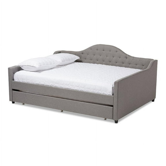 Baxton Studio Eliza Modern and Contemporary Fabric Upholstered Daybed with Trundle