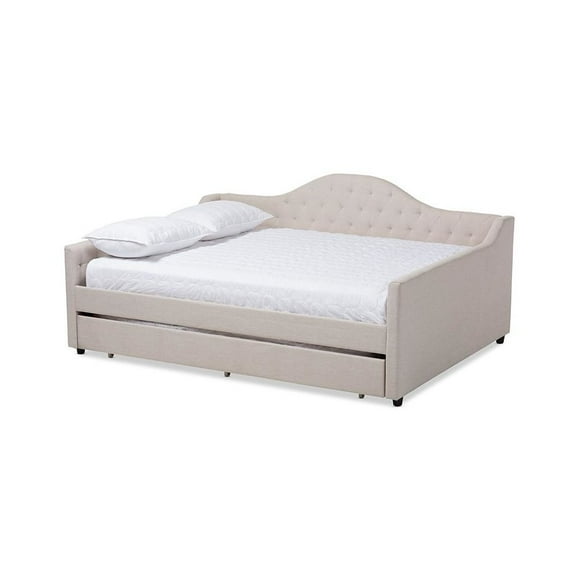 Baxton Studio Eliza Modern and Contemporary Fabric Upholstered Daybed with Trundle