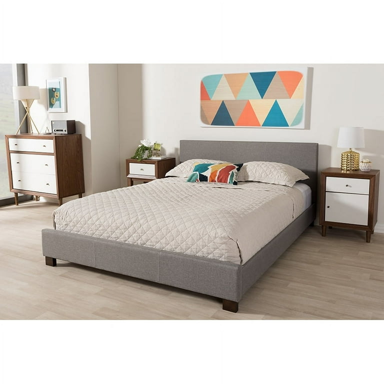 Baxton Studio Elizabeth Modern and Contemporary Grey Fabric Upholstered Panel-Stitched Full Size Platform Bed Baxton Studio Elizabeth Modern and Contemporary Grey Fabric Upholstered Panel-Stitched Full Size Platform Bed