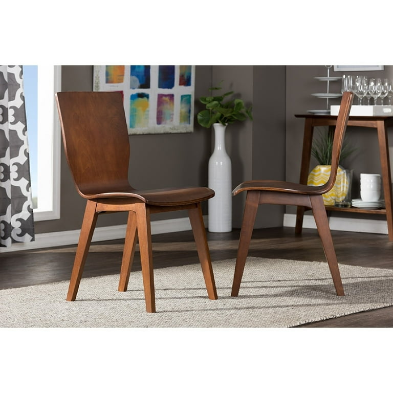 Baxton Studio Elsa Mid-century Modern Scandinavian Style Dark Walnut Bent Wood Dining Chair - Set of 2 Baxton Studio Elsa Mid-century Modern Scandinavian Style Dark Walnut Bent Wood Dining Chair - Set of 2