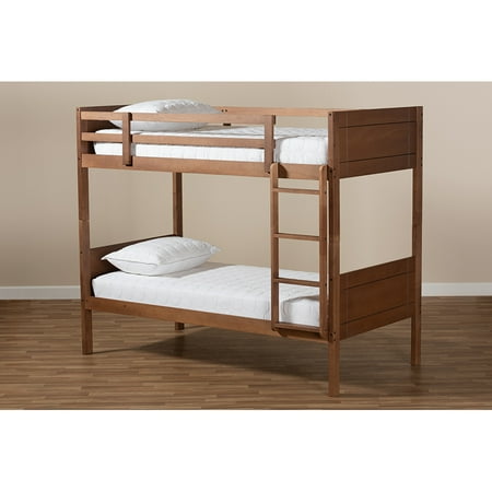 Baxton Studio Elsie Modern and Contemporary Walnut Brown Finished Wood Twin Size Bunk Bed