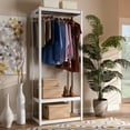 thumbnail image 1 of Baxton Studio Elton Modern and Contemporary Finished Metal 3-Shelf Free-Standing Closet Storage Organizer, White and Brown, 1 of 9