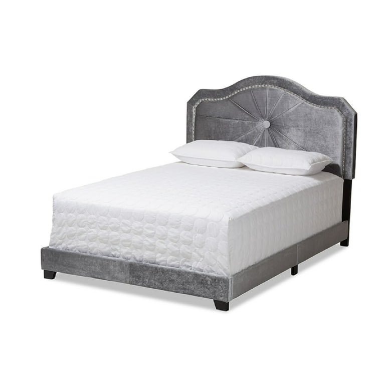 Baxton Studio Embla Modern and Contemporary Grey Velvet Fabric Upholstered Queen Size Bed Baxton Studio Embla Modern and Contemporary Grey Velvet Fabric Upholstered Queen Size Bed