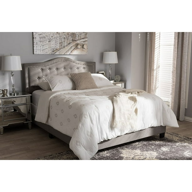 Baxton Studio Emerson Light Grey Fabric Upholstered Queen Size Bed Walmart Business Supplies