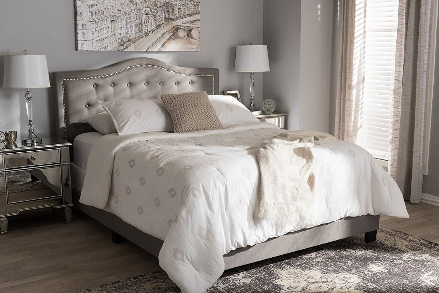 Baxton Studio Emerson Modern and Contemporary Light Grey Fabric Upholstered Queen Size Bed Baxton Studio Emerson Modern and Contemporary Light Grey Fabric Upholstered Queen Size Bed