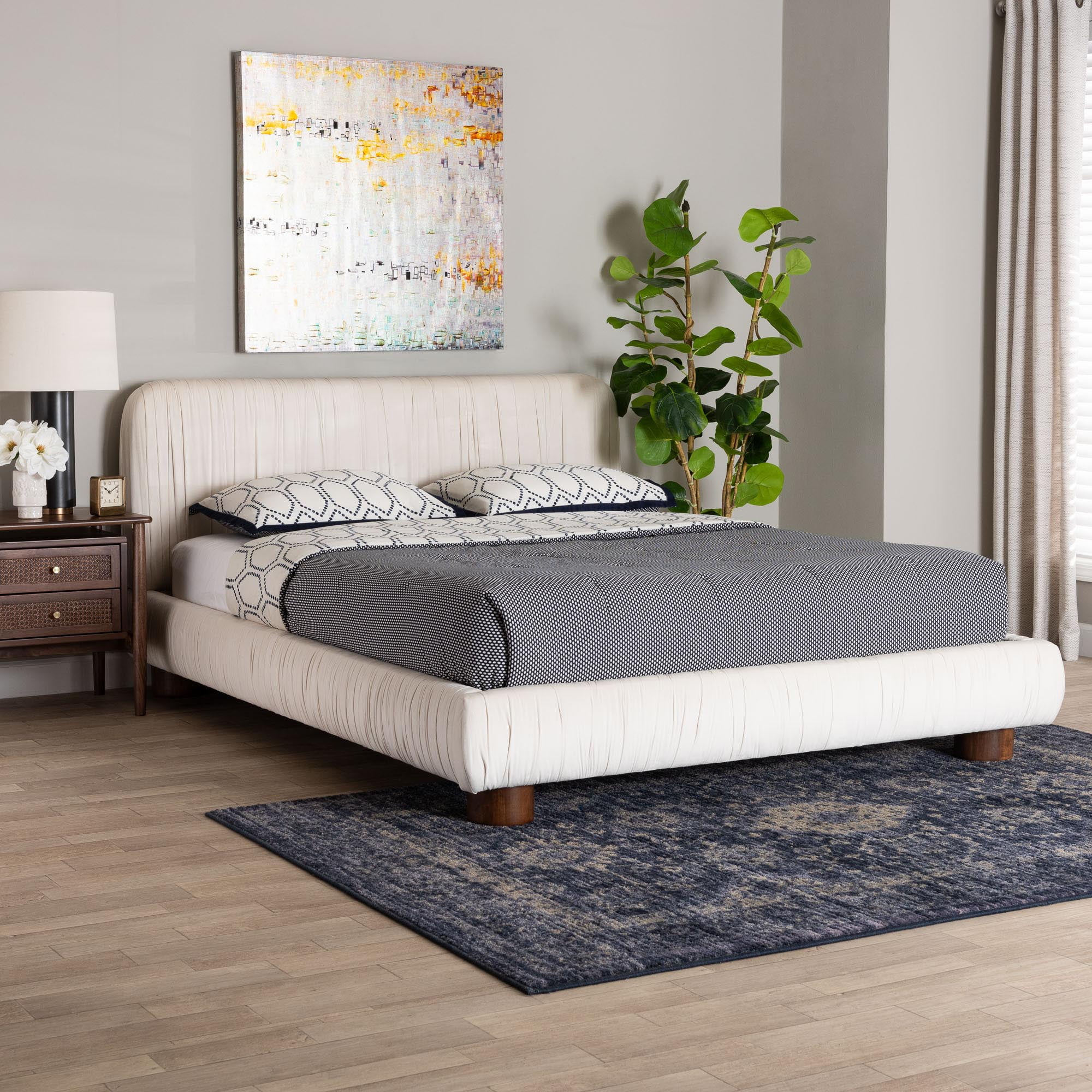 Baxton Studio Emsley Modern Luxe Platform Bed, Queen, Walnut Brown