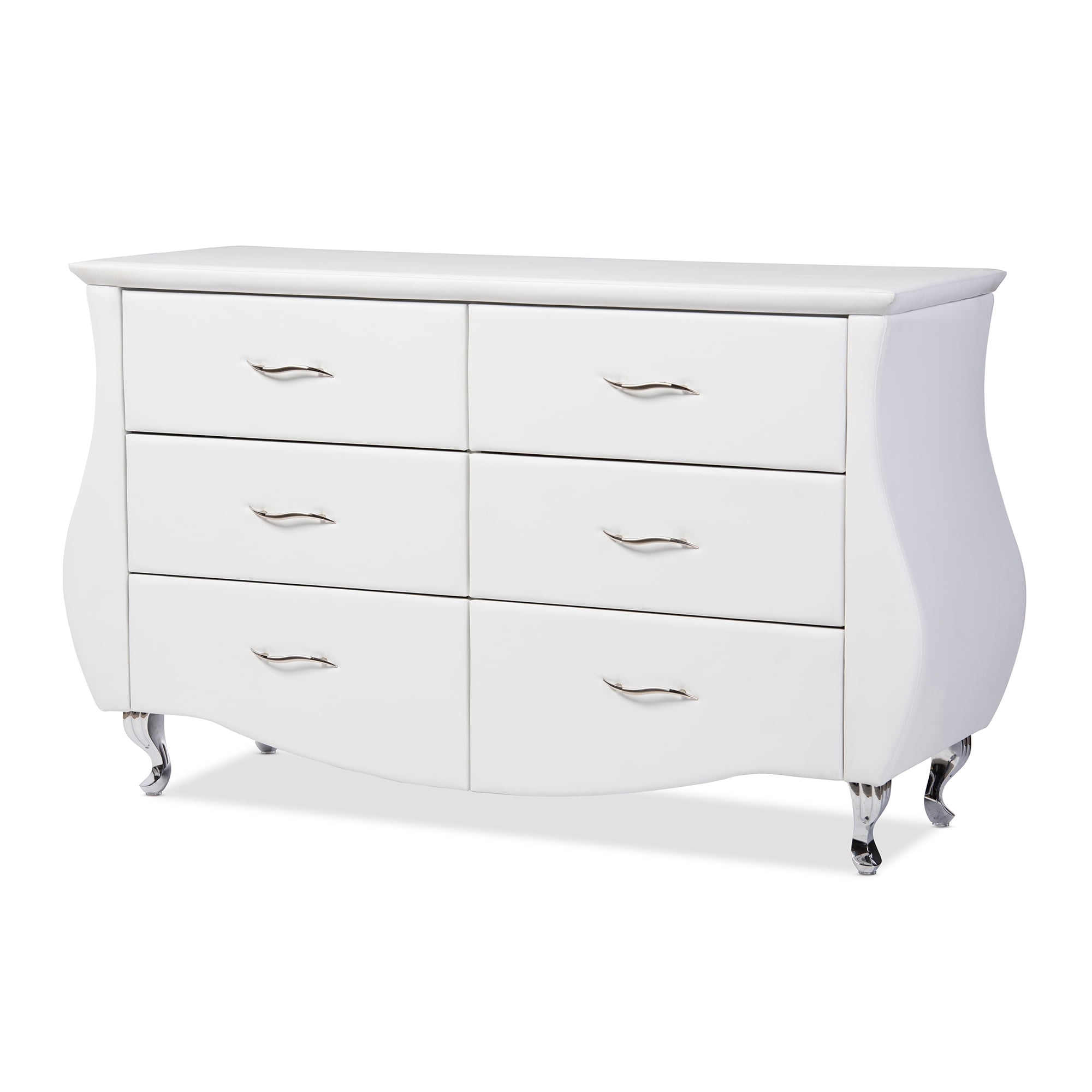 Baxton Studio Enzo Modern Faux Leather 6 Drawer Dresser