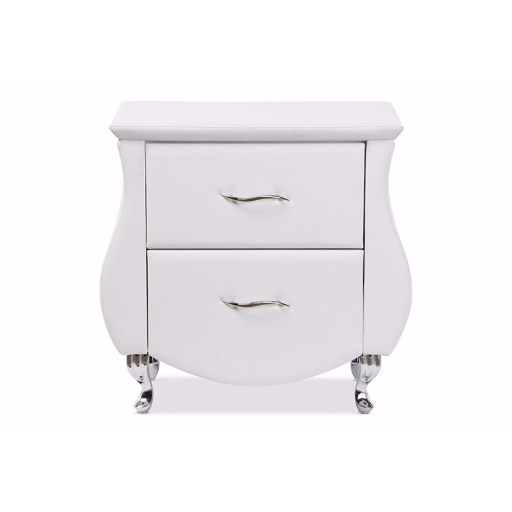 Baxton Studio Erin Modern and Contemporary White Faux Leather Upholstered Nightstand Baxton Studio Erin Modern and Contemporary White Faux Leather Upholstered Nightstand