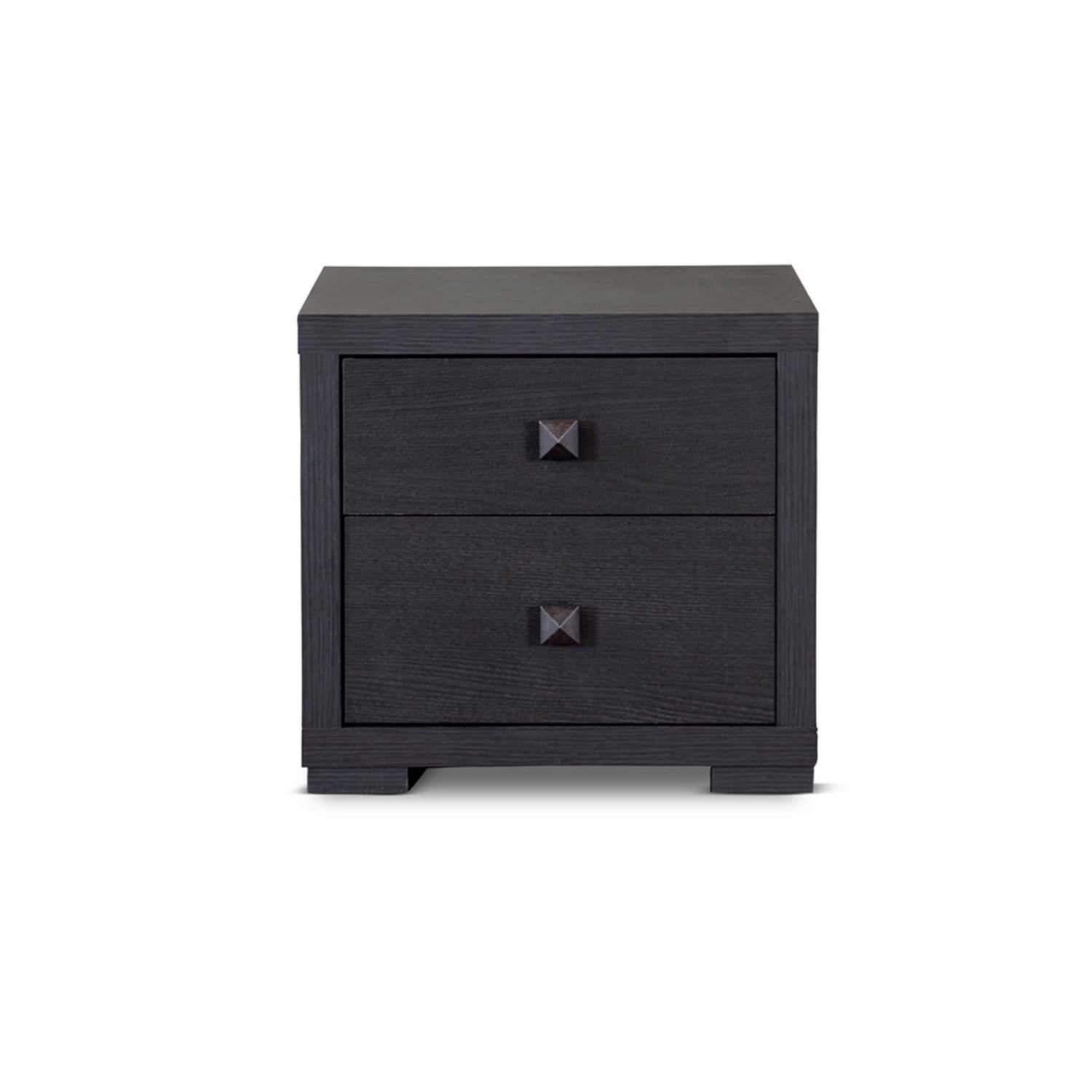 Espresso Faux Wood 2-Drawer Modern Nightstand