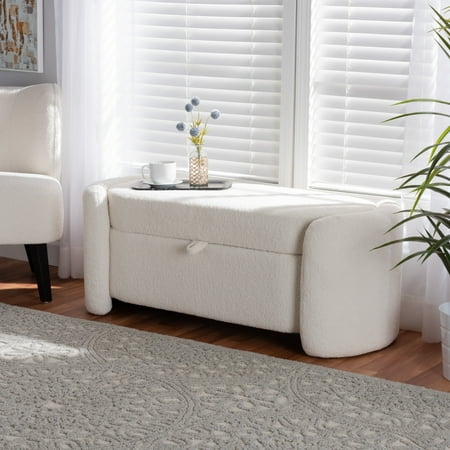 Baxton Studio Eucalyptus Wood Modern and Contemporary Storage Bench, Ivory