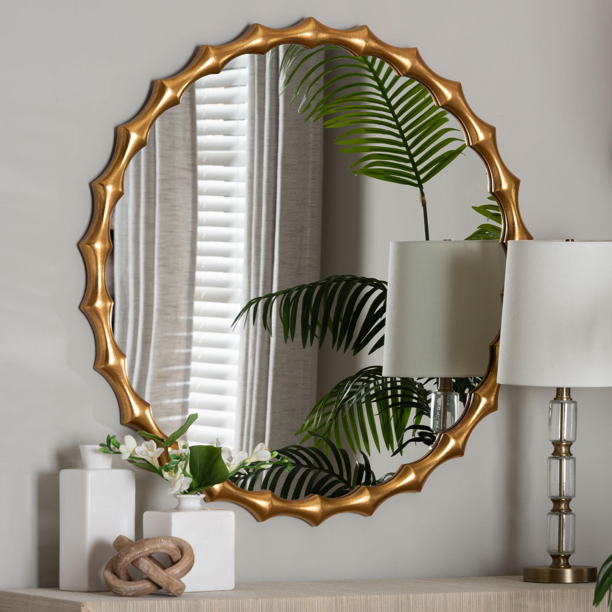 Baxton Studio Everette Vintage Mirror, Round, Antique Goldleaf